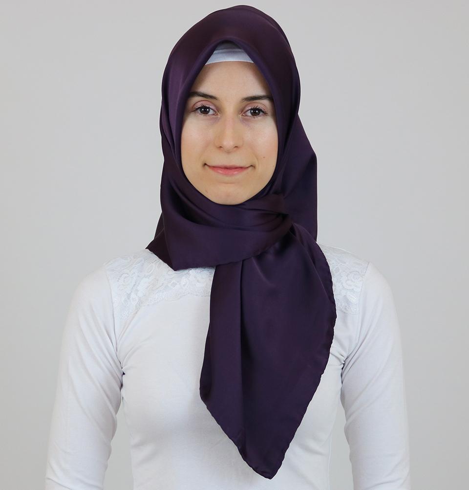 Aker Satin Square Hijab Scarf 6385 993 Plum