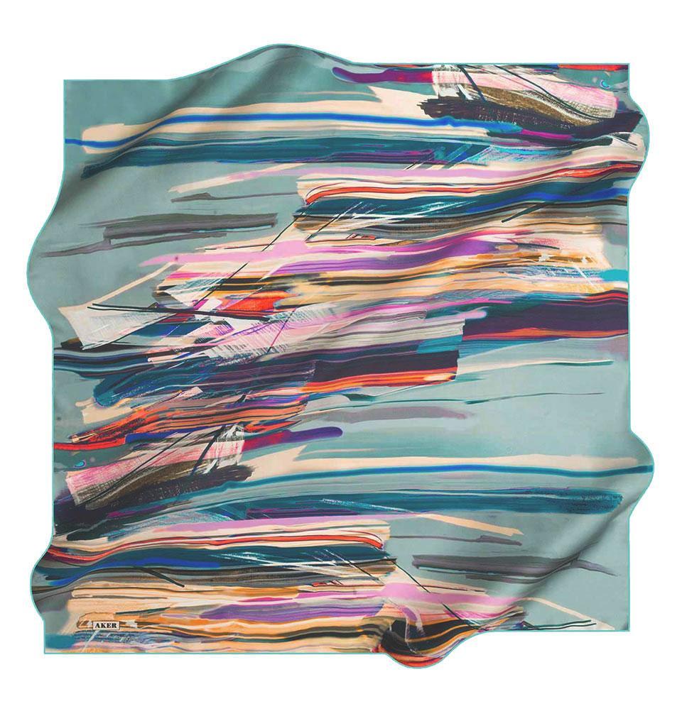Aker Silk Cotton Patterned Square Scarf #7814-451