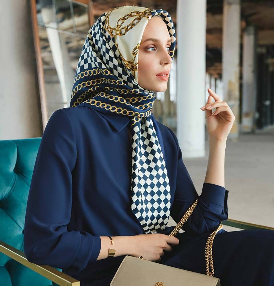 Aker Turkish Silk Hijab Spring/Summer 2020 #7925 Navy Blue