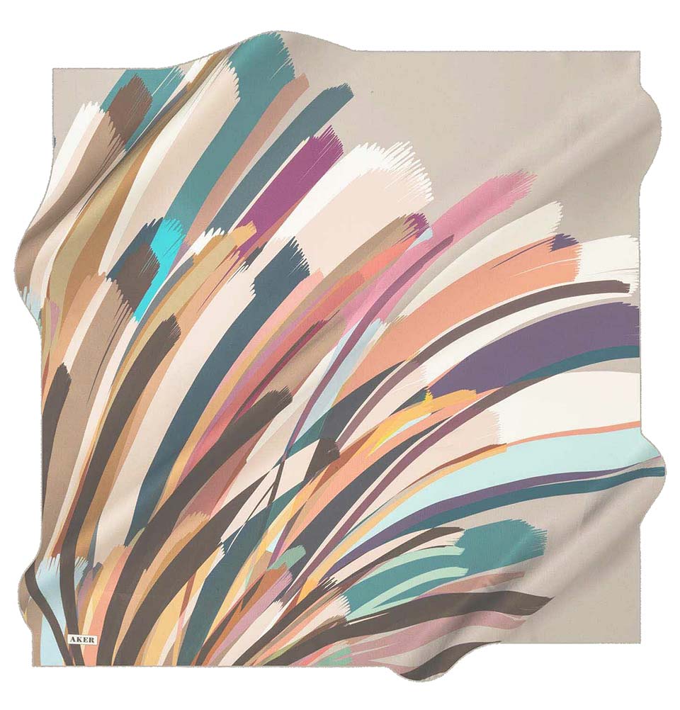 Aker Silk Cotton Patterned Square Scarf #8082-471