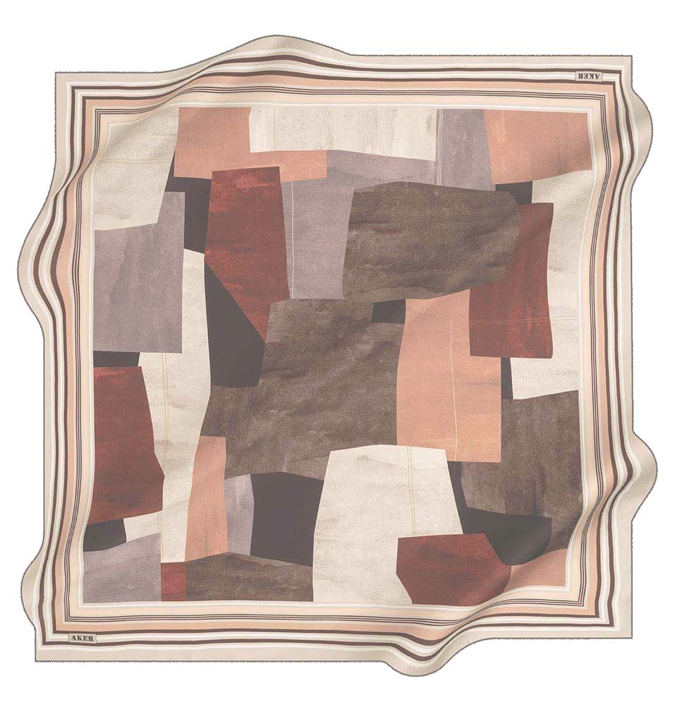 Aker Silk Cotton Patterned Square Scarf #8103-431