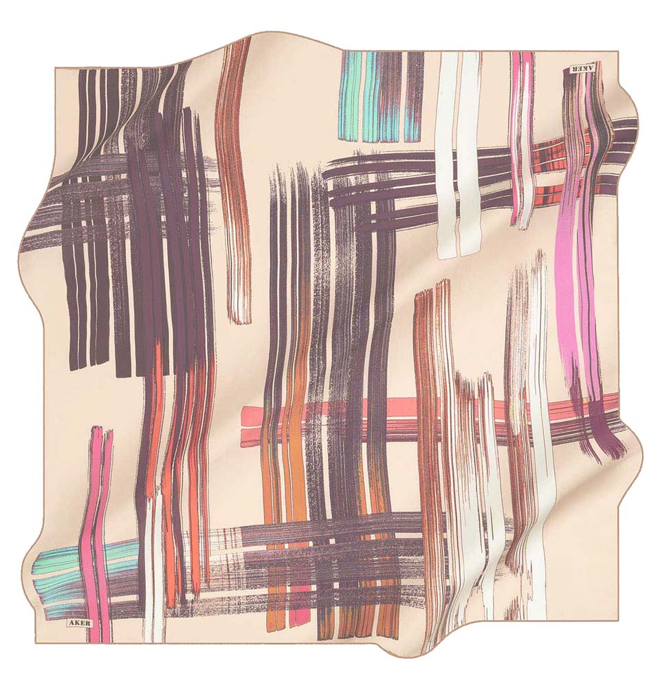 Aker Silk Cotton Patterned Square Scarf #8095-461