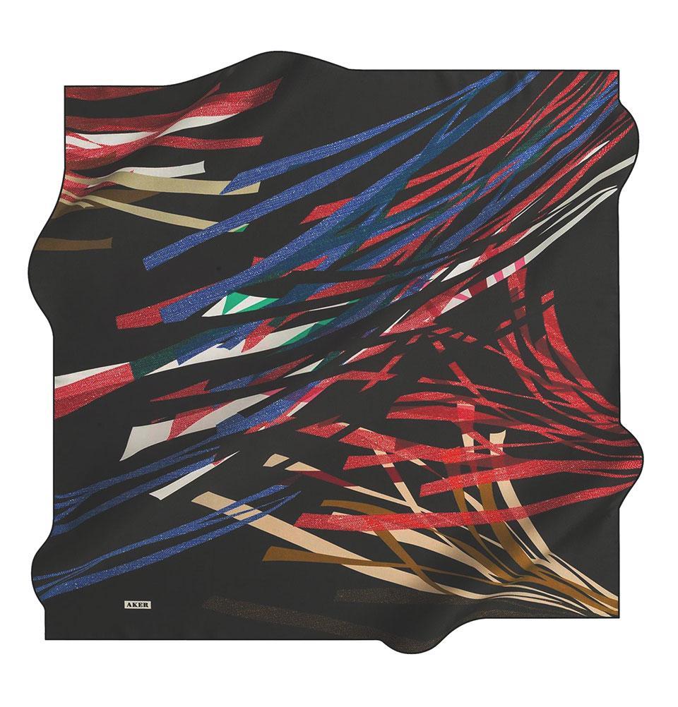 Aker Silk Cotton Patterned Square Scarf #7766-414