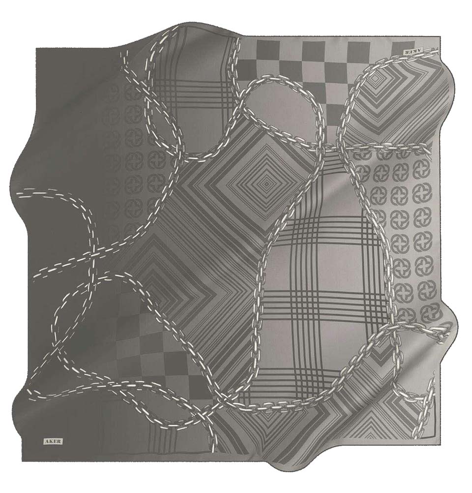 Aker Silk Cotton Patterned Square Scarf #8117-411