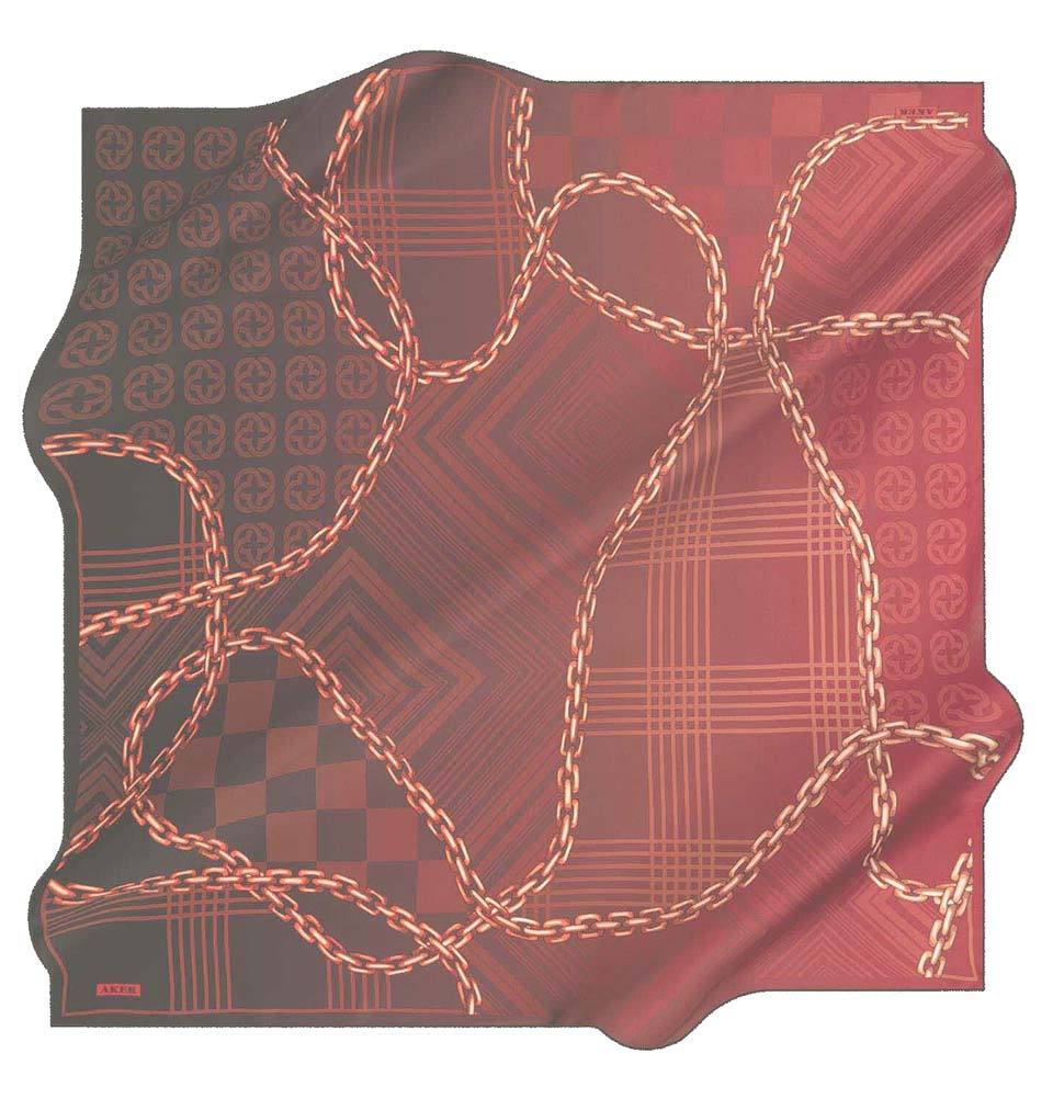 Aker Silk Cotton Patterned Square Scarf #8117-412