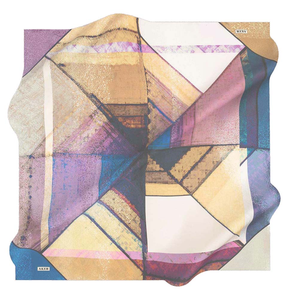 Aker Silk Cotton Patterned Square Scarf #7952-492