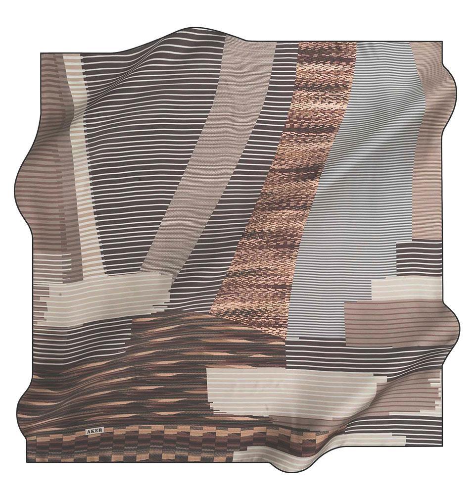 Aker Silk Cotton Patterned Square Scarf #7811-412