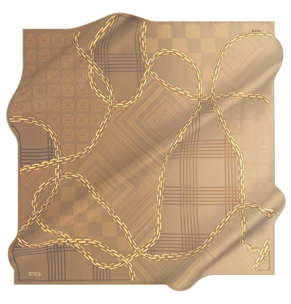 Aker Silk Cotton Patterned Square Scarf #8117-461