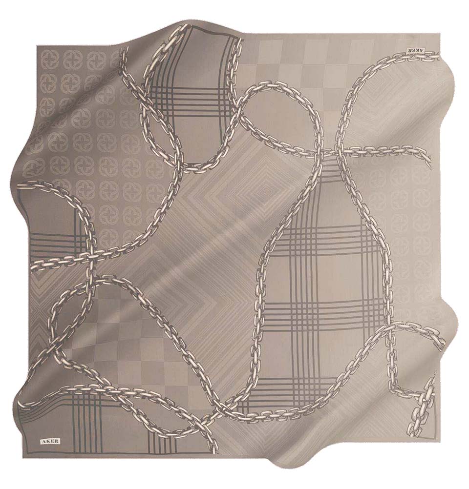 Aker Silk Cotton Patterned Square Scarf #8117-471