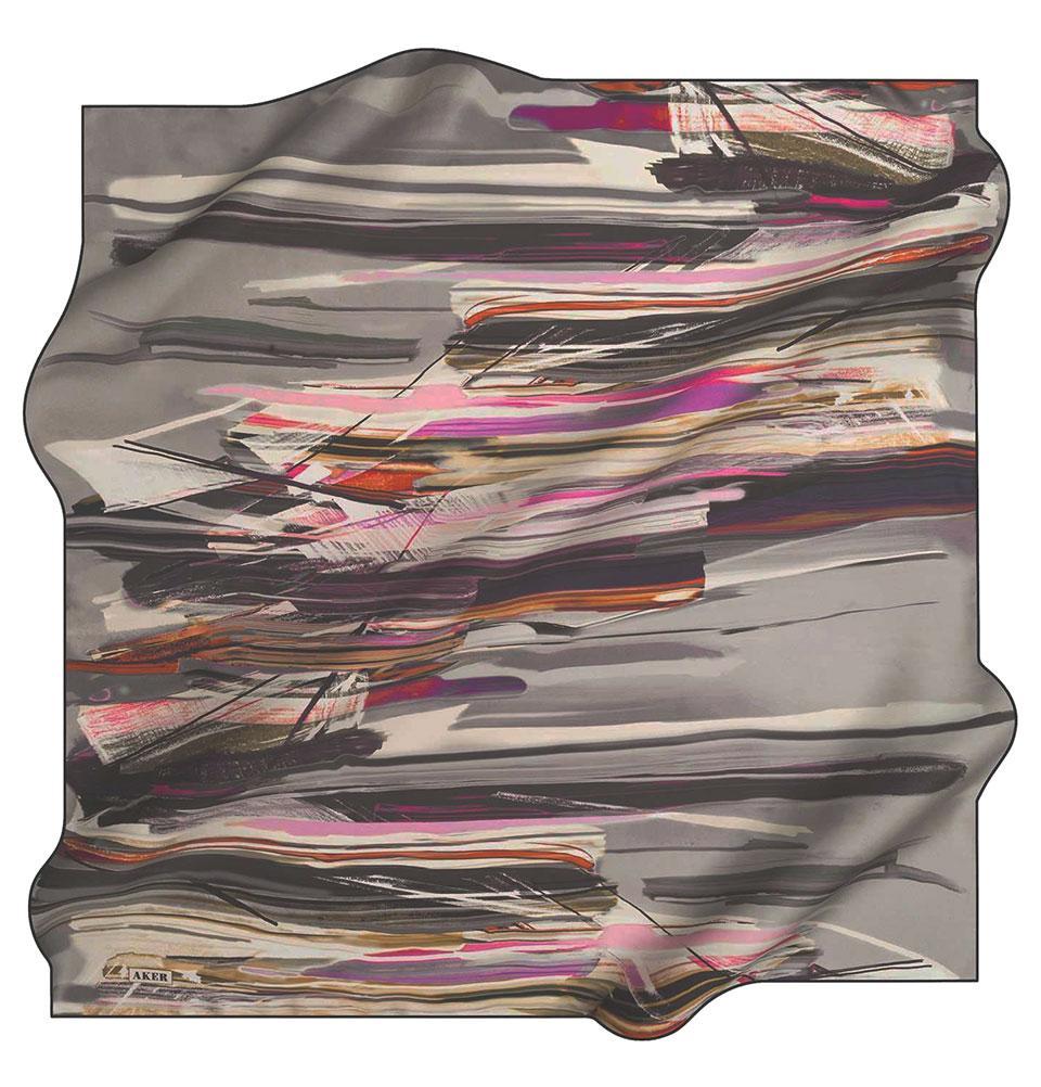 Aker Silk Cotton Patterned Square Scarf #7814-414