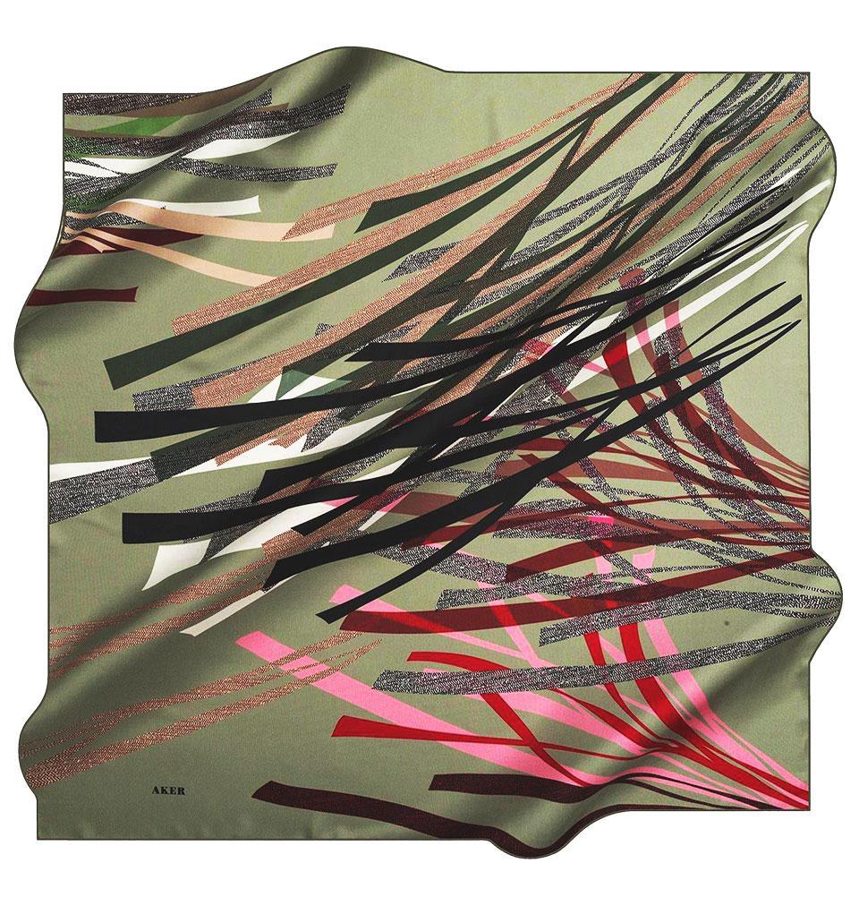 Aker Silk Cotton Patterned Square Scarf #7766-451