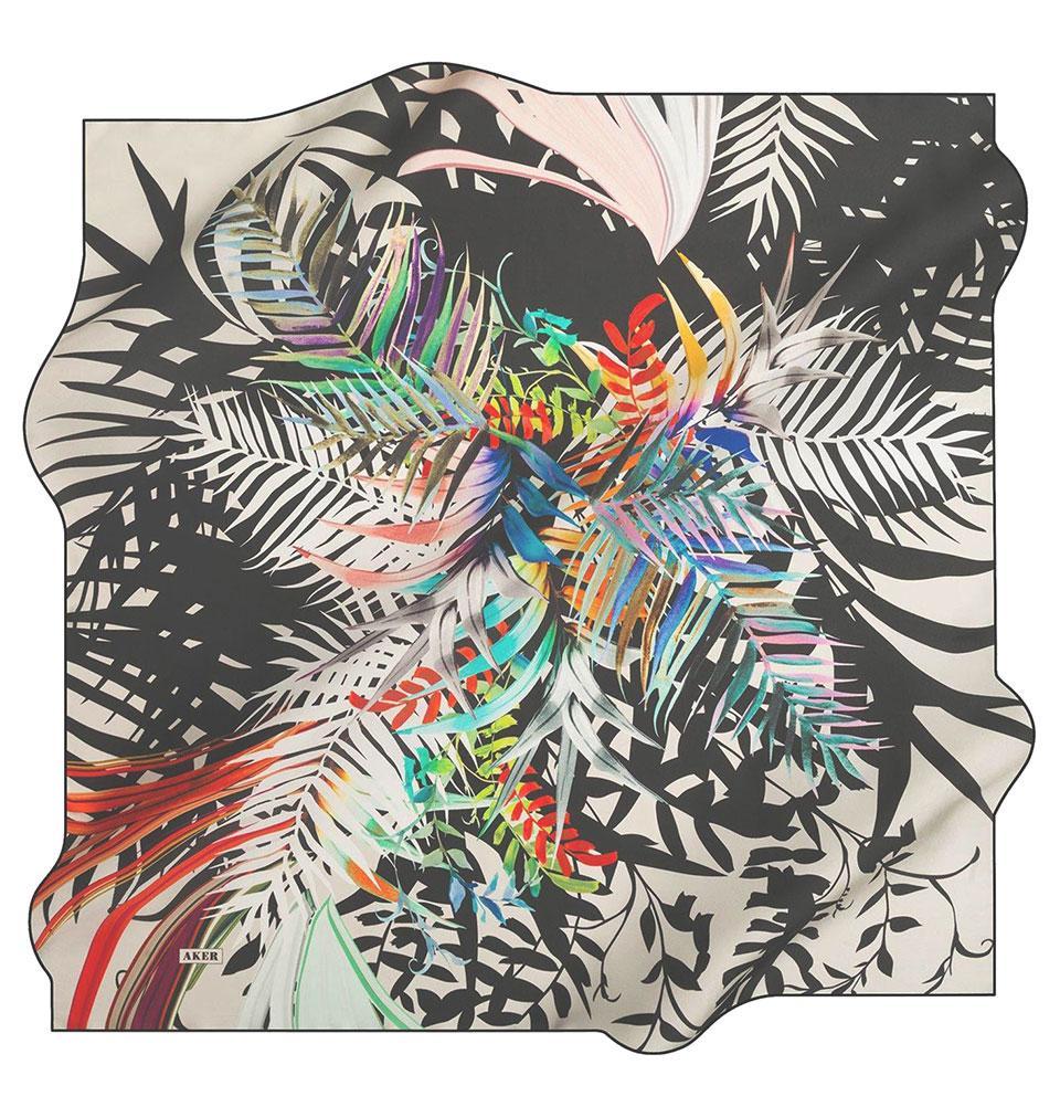 Aker Silk Cotton Patterned Square Scarf #7779-413
