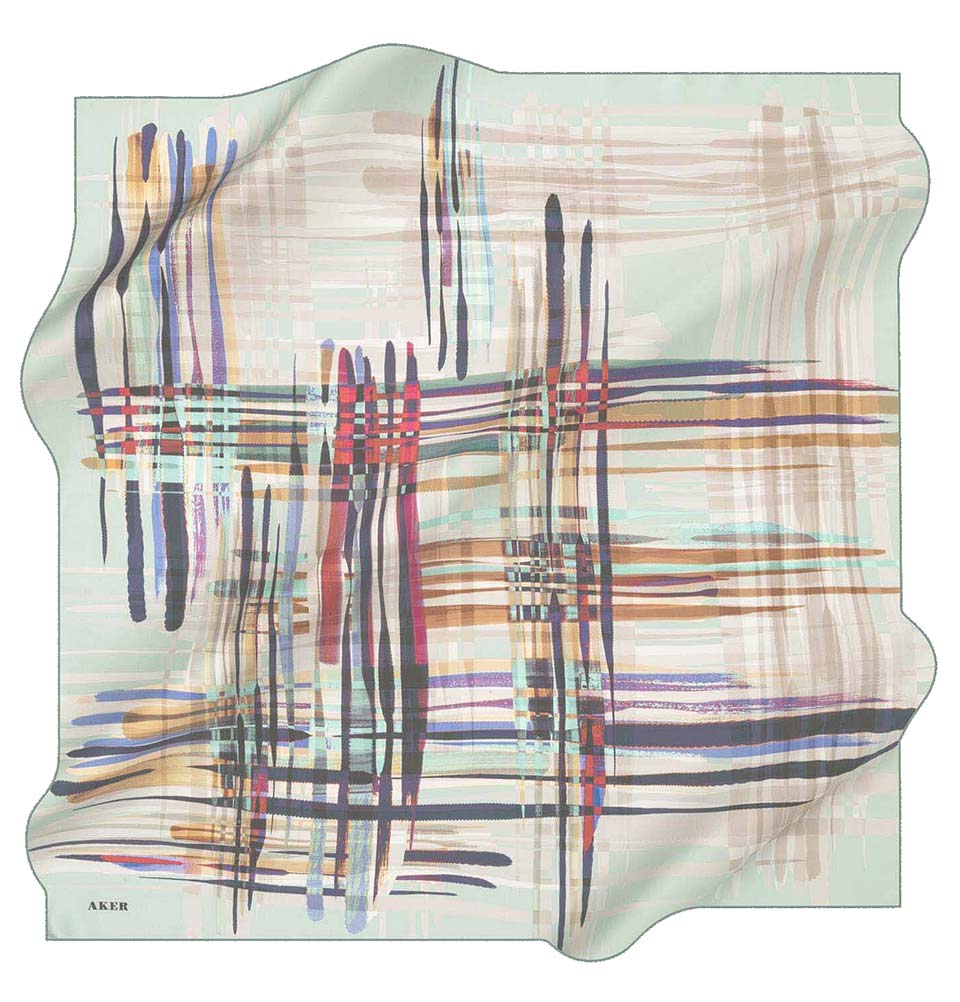 Aker Silk Cotton Patterned Square Scarf #8061-451