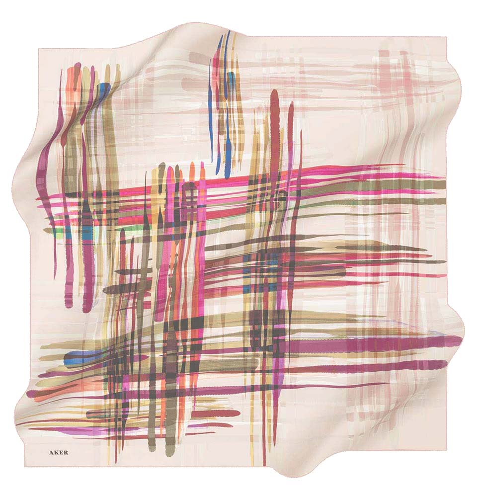 Aker Silk Cotton Patterned Square Scarf #8061-491