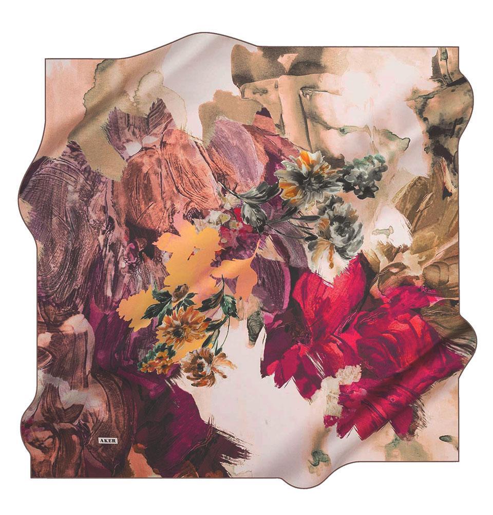 Aker Silk Cotton Patterned Square Scarf #7767-492