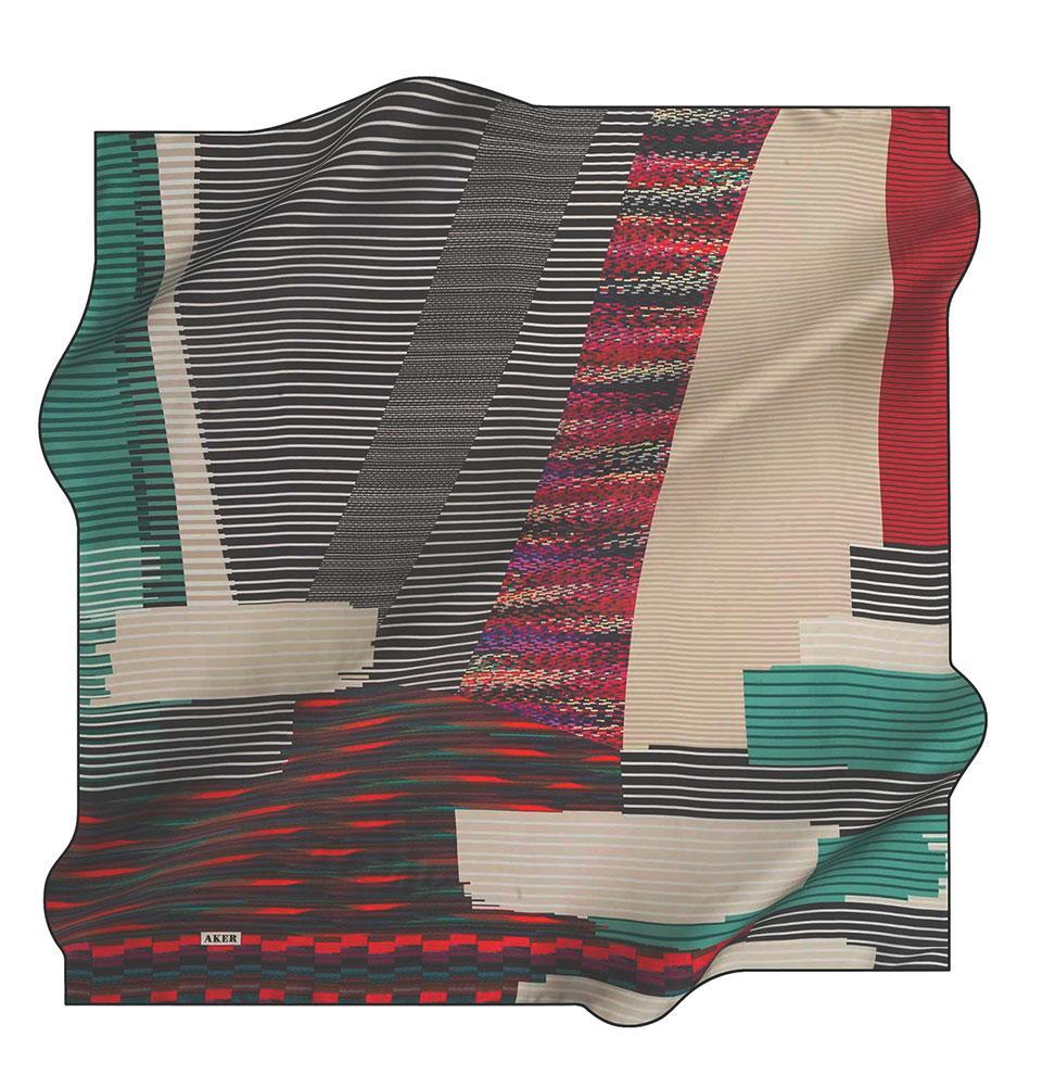 Aker Silk Cotton Patterned Square Scarf #7811-411