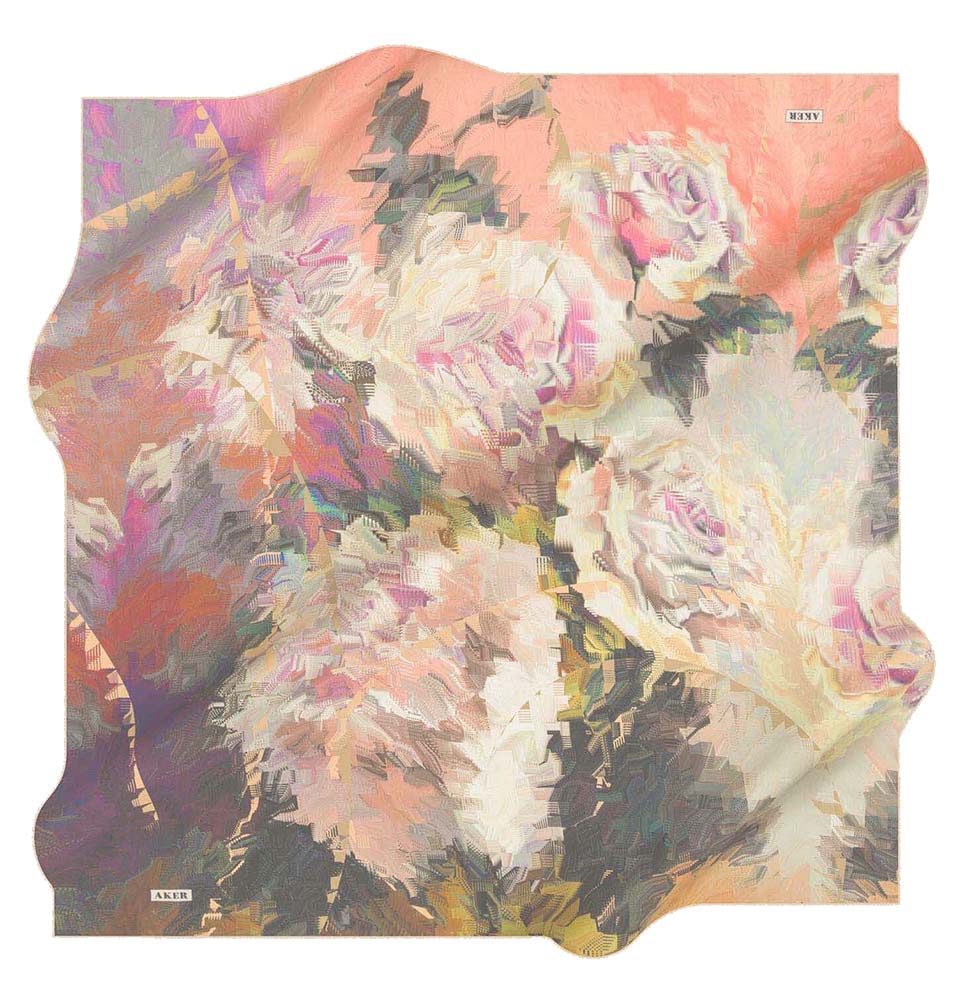 Aker Silk Cotton Patterned Square Scarf #7943-461