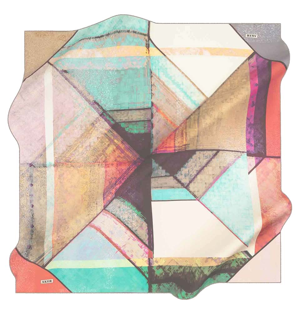 Aker Silk Cotton Patterned Square Scarf #7952-431