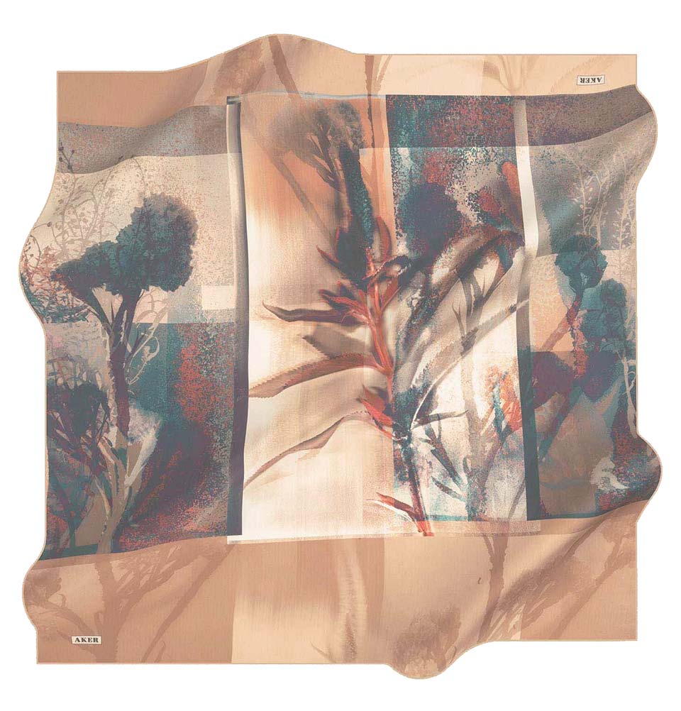 Aker Silk Cotton Patterned Square Scarf #8090-461
