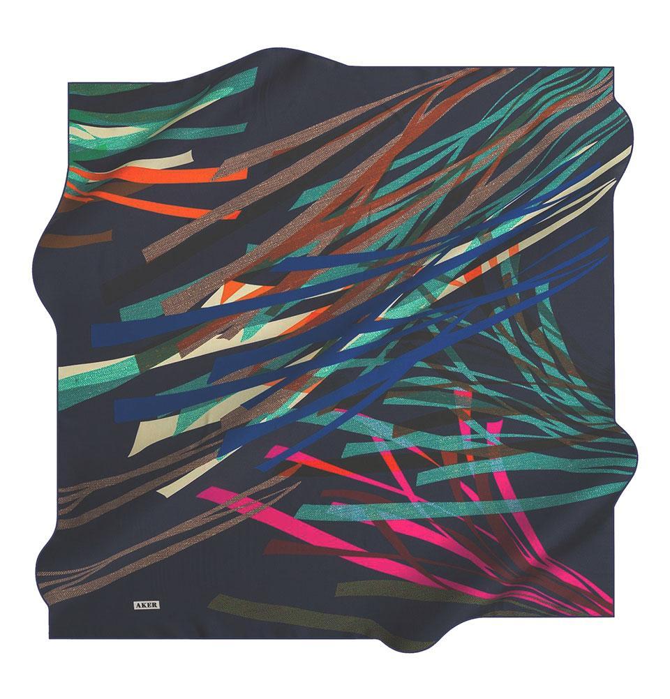 Aker Silk Cotton Patterned Square Scarf #7766-422