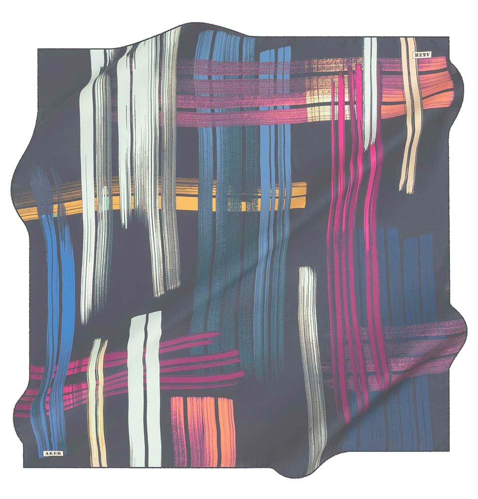 Aker Silk Cotton Patterned Square Scarf #8095-421