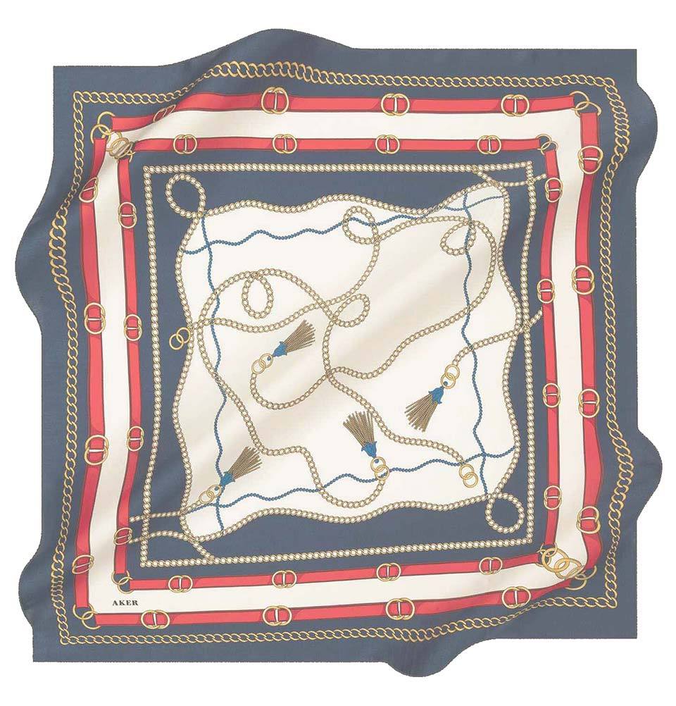 Aker Silk Cotton Patterned Square Scarf #8029-422
