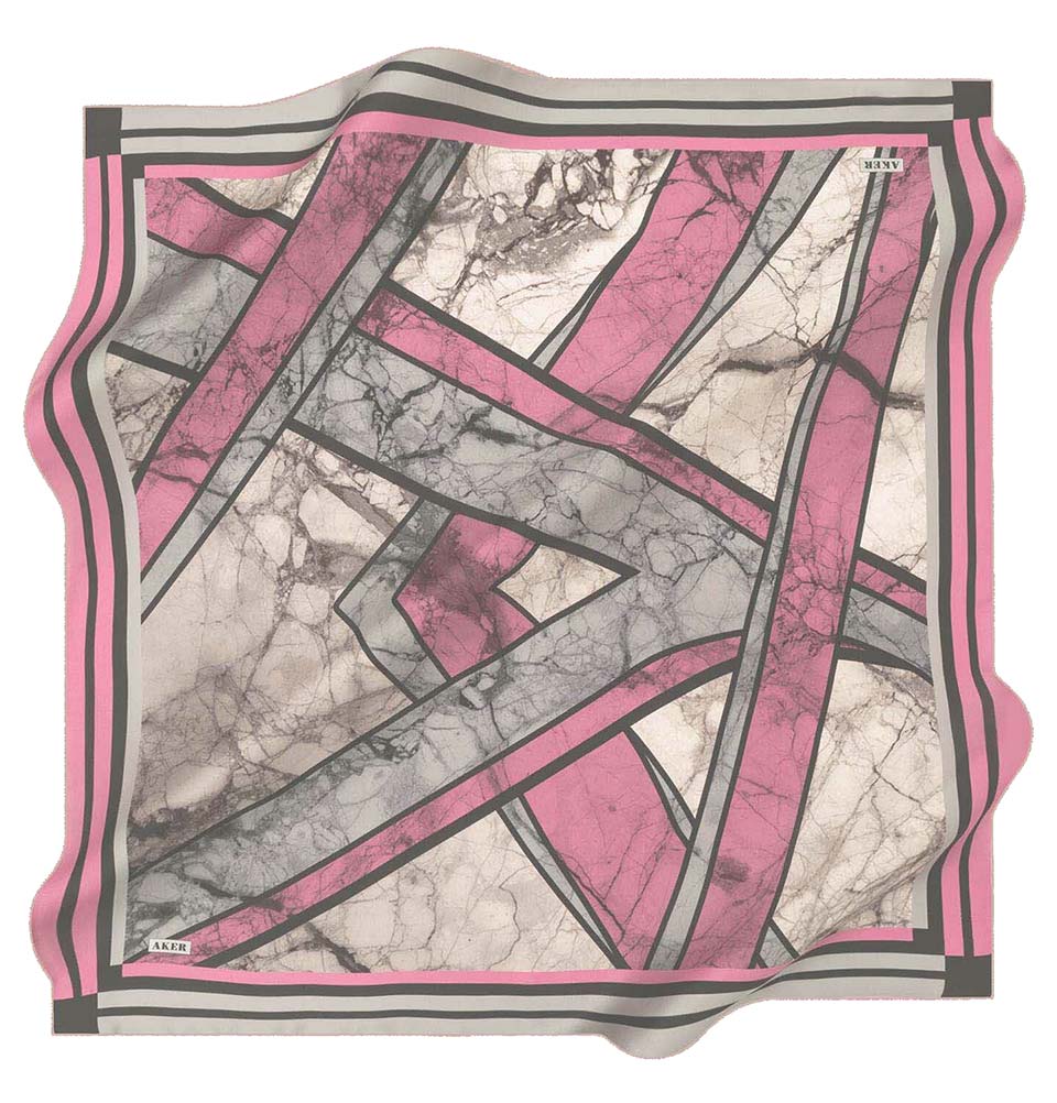 Aker Silk Cotton Patterned Square Scarf #8026-492