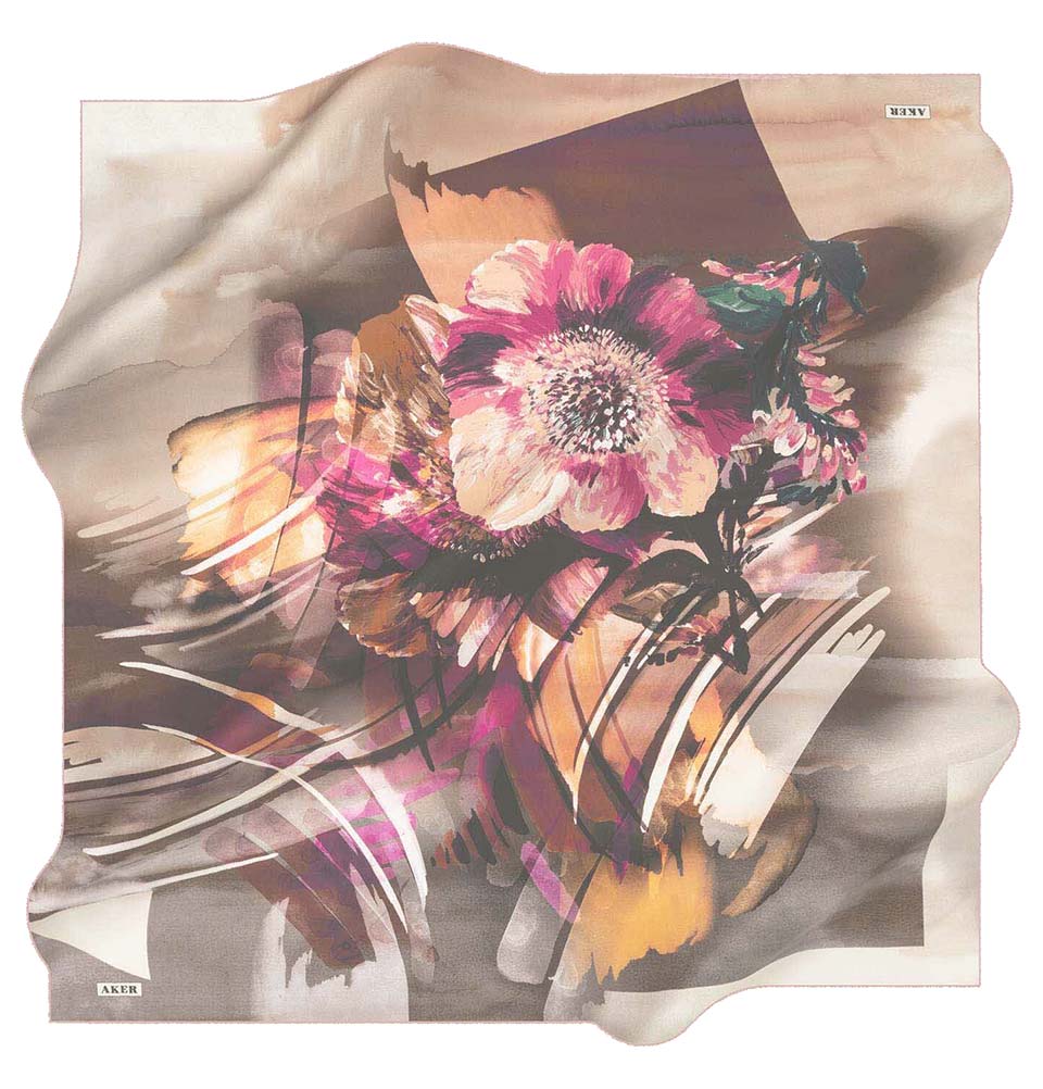 Aker Silk Cotton Patterned Square Scarf #8086-491