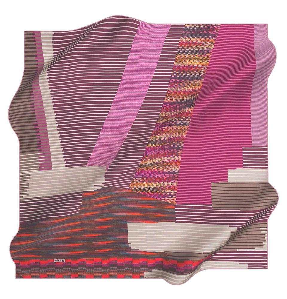 Aker Silk Cotton Patterned Square Scarf #7811-491