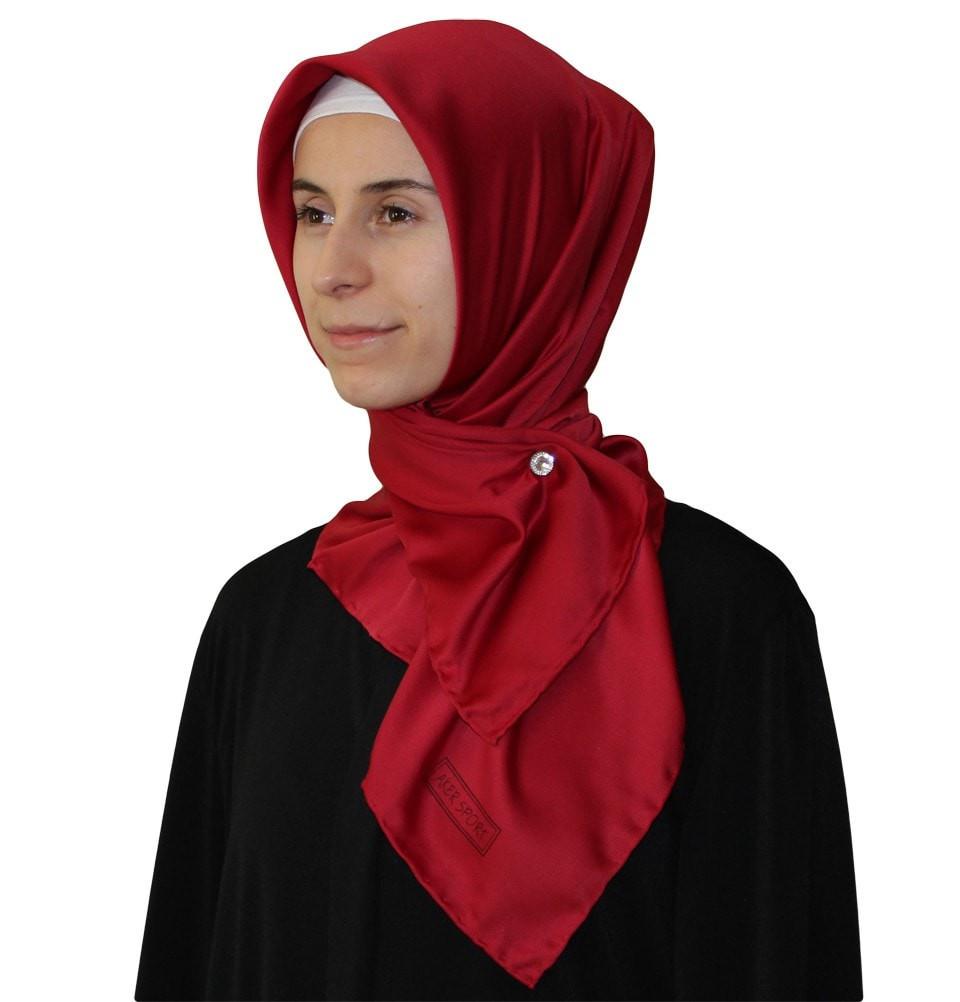 Aker scarf Aker Satin Square Hijab Scarf 4072 Red - Modefa 