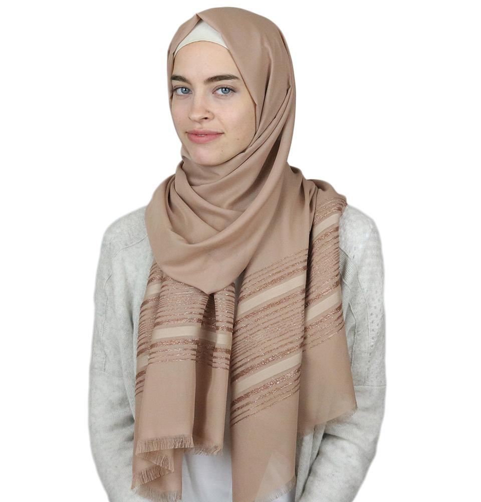 Aker Shimmer Chiffon Hijab Shawl Beige