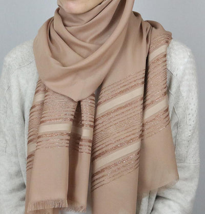 Aker Shimmer Chiffon Hijab Shawl Beige