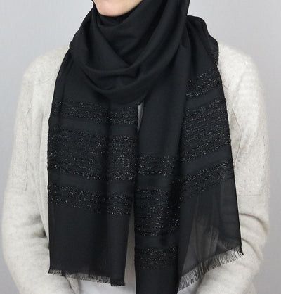 Aker Shimmer Chiffon Hijab Shawl Black