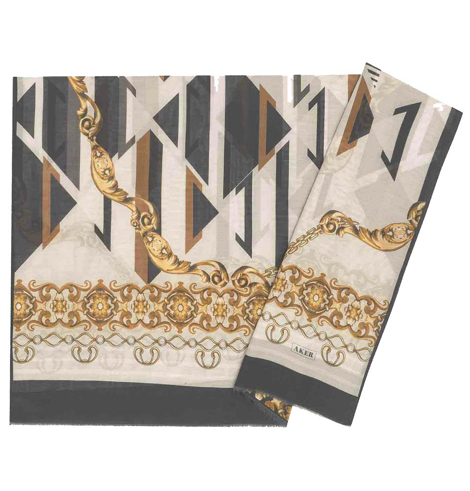Aker Silk Cotton Patterned Hijab Shawl #8023-413