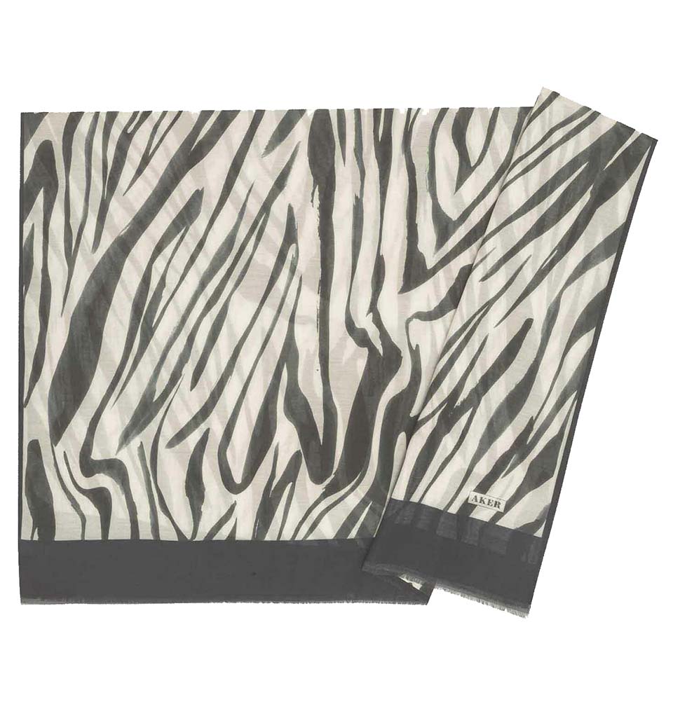 Aker Silk Cotton Patterned Hijab Shawl #8108-411 Black