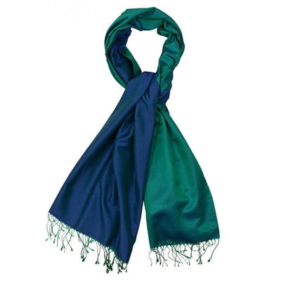 Aker Double-Sided Silk Hijab Shawl #353 - Blue / Green