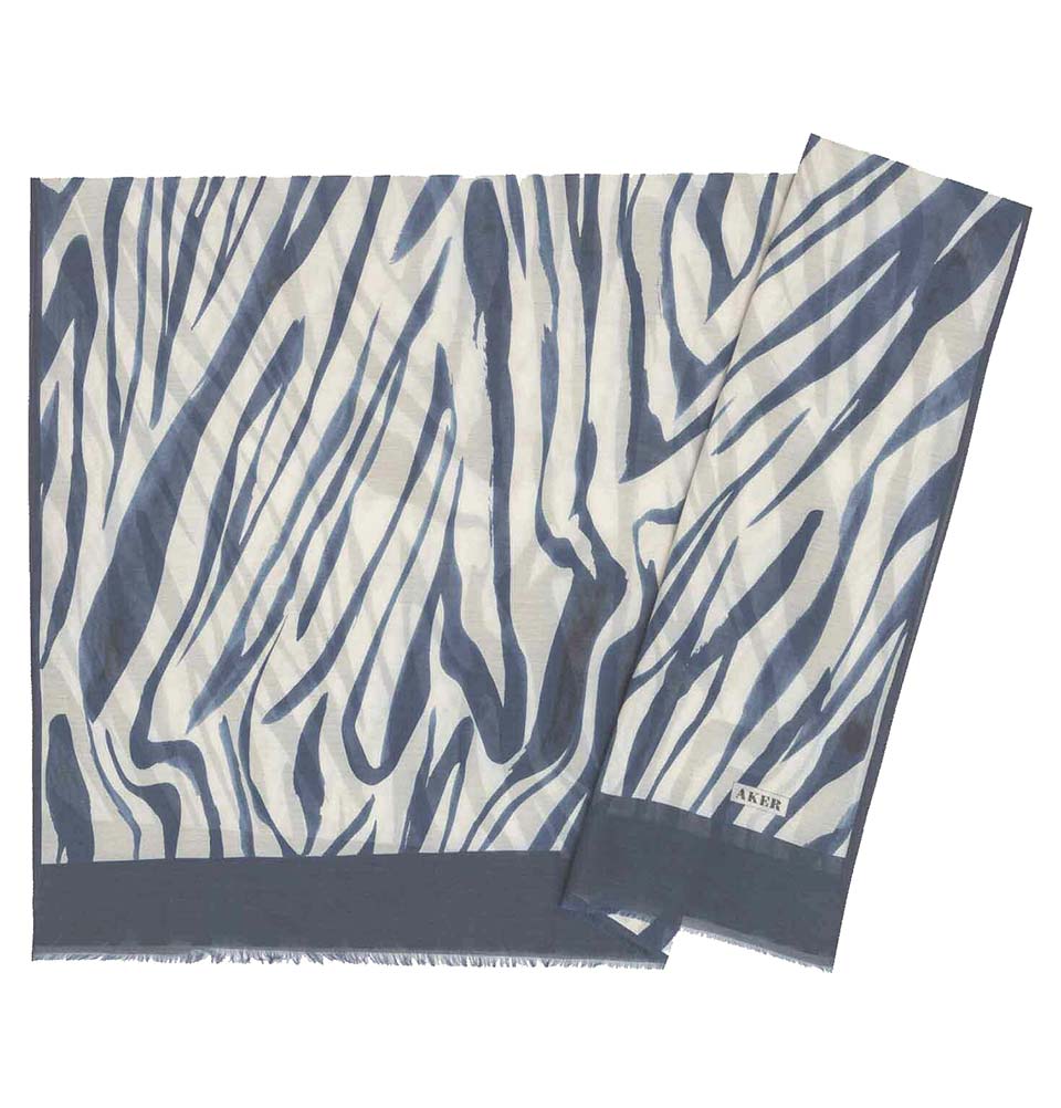 Aker Silk Cotton Patterned Hijab Shawl #8108-421 Blue