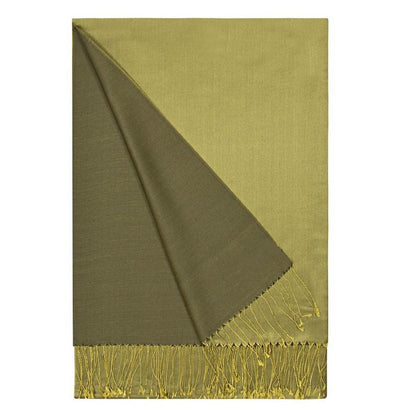 Aker Shawl Aker Double-Sided Silk Shawl #057 Olive Green - Modefa 