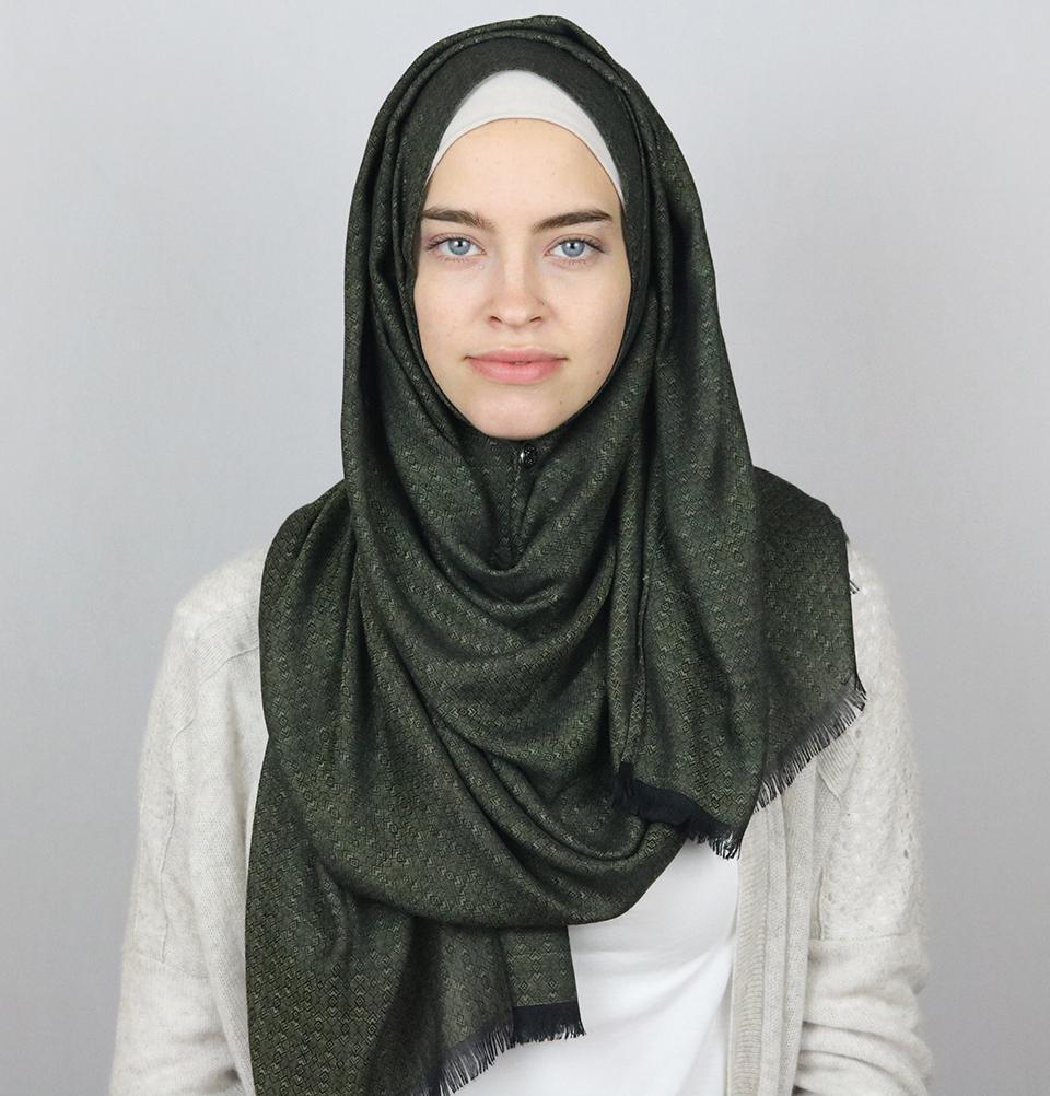 Aker Jacquard Hijab Shawl Dark Green 1023BRL