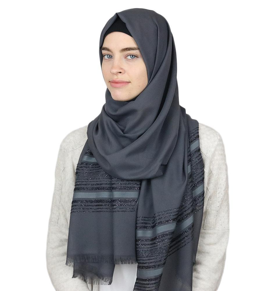 Aker Shimmer Chiffon Hijab Shawl Charcoal Grey