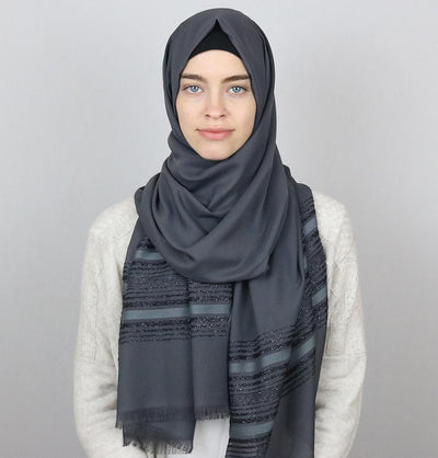 Aker Shimmer Chiffon Hijab Shawl Charcoal Grey