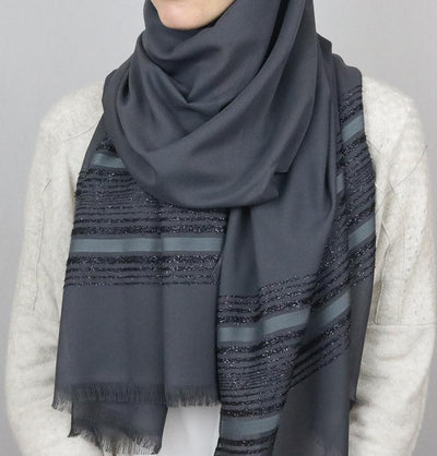 Aker Shimmer Chiffon Hijab Shawl Charcoal Grey