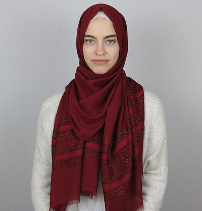 Aker Shimmer Chiffon Hijab Shawl Red