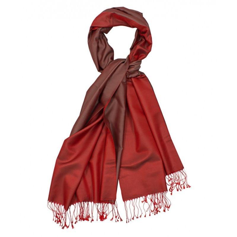 Aker Shawl Aker Spring Summer 2014 Double-Sided Silk Shawl - Red / Burgundy - Modefa 