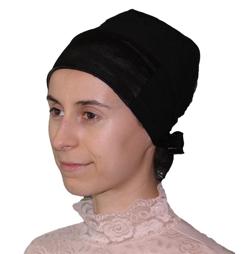 Aker Underscarf Black Aker Satin Bonnet Underscarf - Black