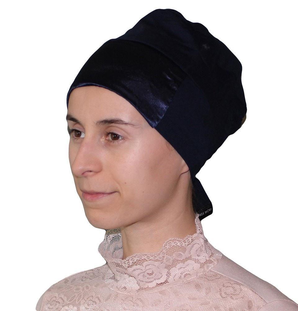 Aker Underscarf Blue Aker Satin Bonnet Underscarf - Midnight Blue