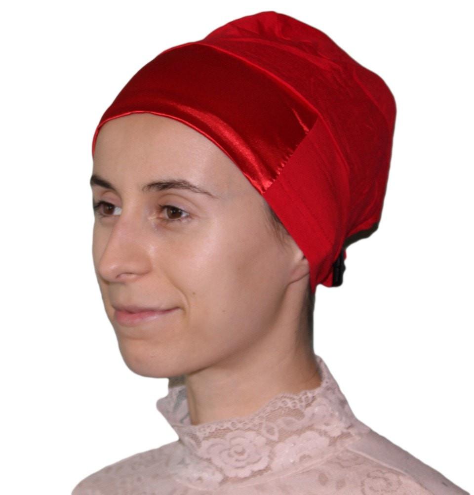 Aker Underscarf Aker Satin Bonnet Underscarf - Red - Modefa 