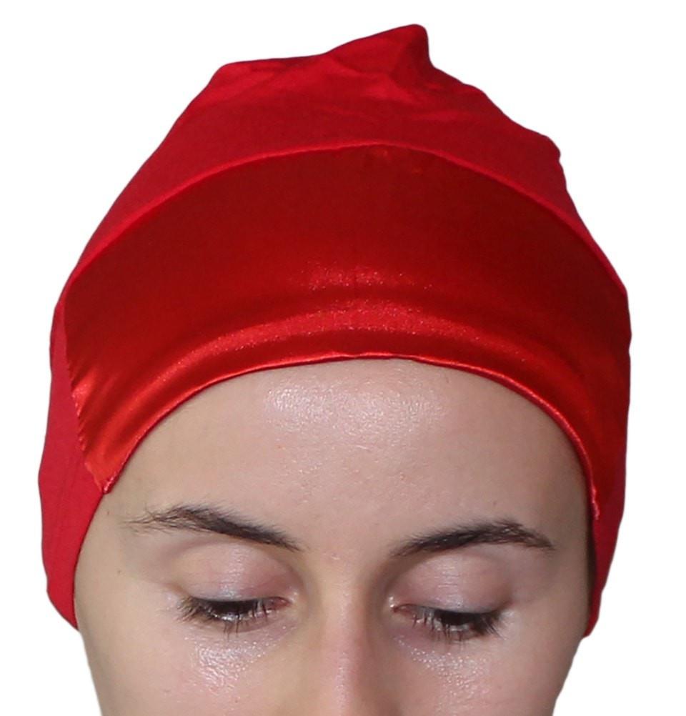 Aker Underscarf Aker Satin Bonnet Underscarf - Red - Modefa 