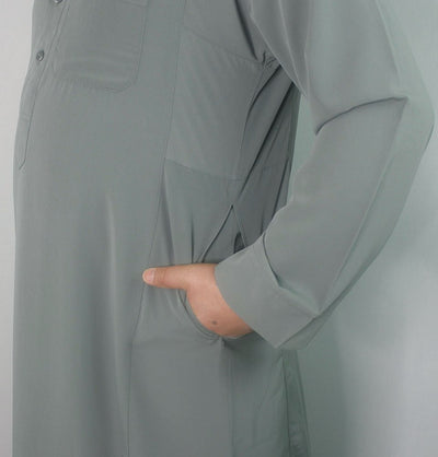 Al-Najmah Thobe Men's Full Length Long Sleeve Islamic Thobe - Mint Grey