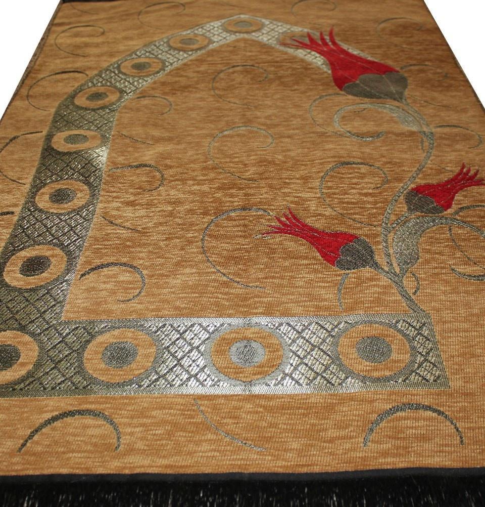 Altinoluk Prayer Rug Chenille Tulip Thin Woven Prayer Mat Brown & Red - Modefa 